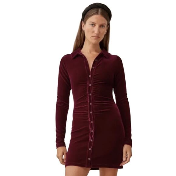 Reformation Isa Velvet Dress Plum - Picture 1 of 5